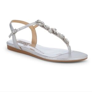 NIB Badgley Mischka Sissi Silver Womens Dress Sandals Sz 8 Wedding Bridal Formal